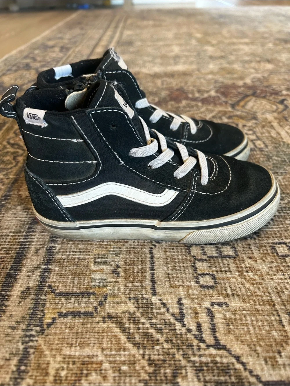 Vans Kids Black and White High-Top Skate Sneakers